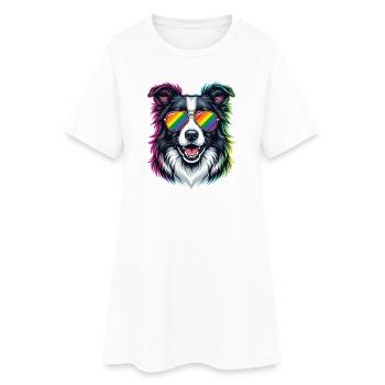 Pride-Monat LGBTQ – Border Collie - Frauen T-Shirt-Kleid - Weiß - Vorne