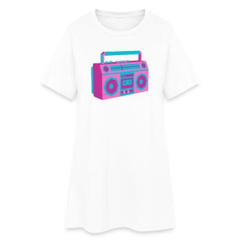 Boombox Ghettoblaster 80s Retro Roller Disco - Women’s T-Shirt Dress - white - Front
