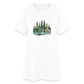 Panorama urbain coloré sur l’eau - Robe T-shirt Femme - blanc - Devant