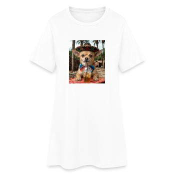 Chihuahua Fiesta en sombrero - Robe T-shirt Femme - blanc - Devant