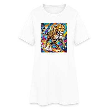 Gepard - Frauen T-Shirt-Kleid - Weiß - Vorne