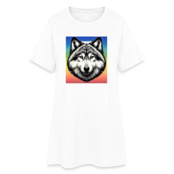 Wolf - Women’s T-Shirt Dress - white - Front