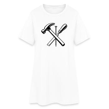 Motif de marteau de charpentière - Robe T-shirt Femme - blanc - Devant