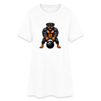 Rottweiler Fitness Bodybuilder Workout Motif - Women’s T-Shirt Dress - white - Front
