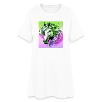 cheval - Robe T-shirt Femme - blanc - Devant