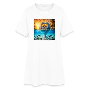 Herz Eisberg mit Eisbären am Tropenstrand - Robe T-shirt Femme - blanc - Devant