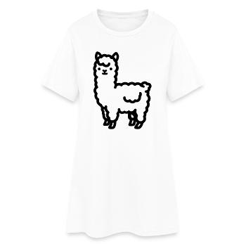 Alpaka - Frauen T-Shirt-Kleid - Weiß - Vorne