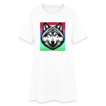 Wolf - Women’s T-Shirt Dress - white - Front