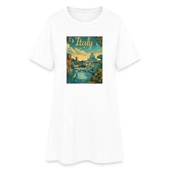 Italy Panorama on the Tiber - Women’s T-Shirt Dress - white - Front