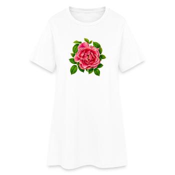 Klassische rosa botanische Rosenillustration - Frauen T-Shirt-Kleid - Weiß - Vorne
