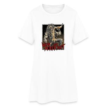 Retro 80s Heavy Metal Dämon - Frauen T-Shirt-Kleid - Weiß - Vorne