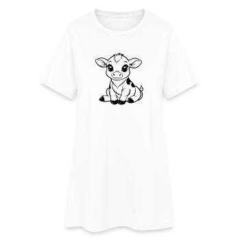 Süßes Kalb - Frauen T-Shirt-Kleid - Weiß - Vorne
