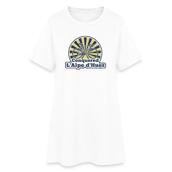 Conquered L'Alpe d'Huez Retro Bicycle Art - Women’s T-Shirt Dress - white - Front