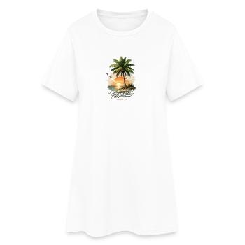 Tropical Paradise Sunset Beach Vibes - Women’s T-Shirt Dress - white - Front