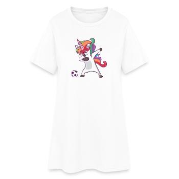 Einhorn Dab Regenbogen - Frauen T-Shirt-Kleid - Weiß - Vorne