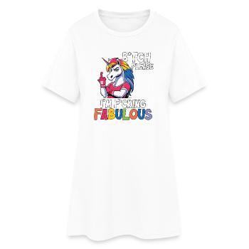 Rainbow Unicorn Saying I'm Great - Women’s T-Shirt Dress - white - Front