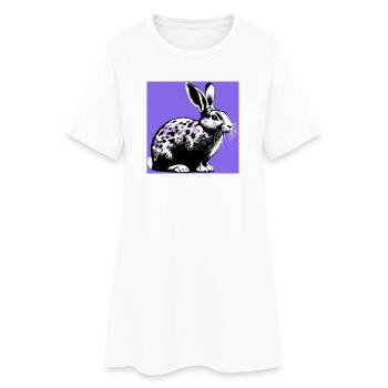 Kaninchen - Frauen T-Shirt-Kleid - Weiß - Vorne