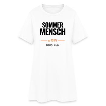 Sommermensch zu 100% – Endlich warm - Frauen T-Shirt-Kleid - Weiß - Vorne