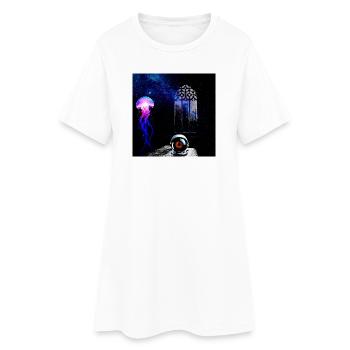 Kosmische Qualle und Astro-Auge - Frauen T-Shirt-Kleid - Weiß - Vorne