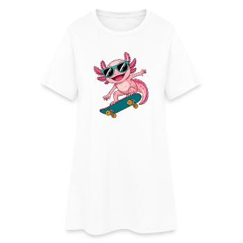 Gecko on skateboard with sunglasses - Women’s T-Shirt Dress - white - Front