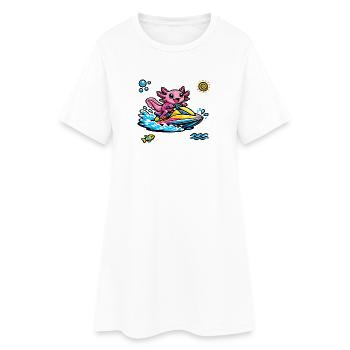 Éclaboussure néon en jet ski Axolotl - Robe T-shirt Femme - blanc - Devant