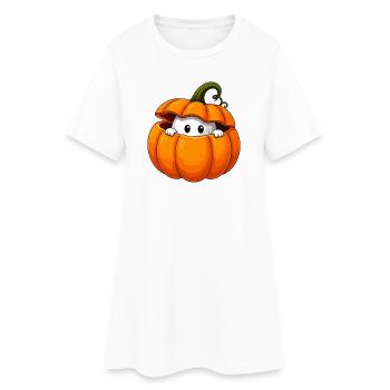 Kürbisgeist Kuschelfigur - Frauen T-Shirt-Kleid - Weiß - Vorne