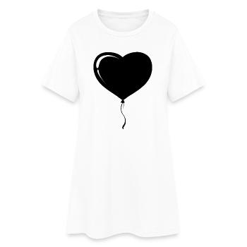Herzballon - Frauen T-Shirt-Kleid - Weiß - Vorne