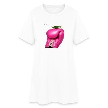 Gant de Boxe Rose avec Sauterelle - Robe T-shirt Femme - blanc - Devant