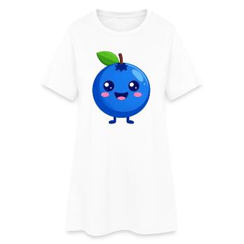Visage de myrtille de Kawaii - Robe T-shirt Femme - blanc - Devant