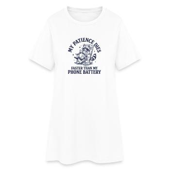 Batterie de raton laveur et de téléphone - Robe T-shirt Femme - blanc - Devant