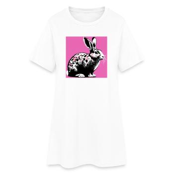 Kaninchen - Frauen T-Shirt-Kleid - Weiß - Vorne