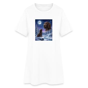 Hurlant au chien de la Lune American Water Spaniel - Robe T-shirt Femme - blanc - Devant