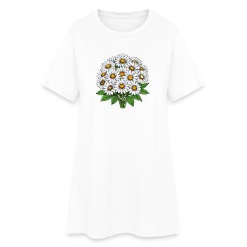 Garden White Daisy Bouquet - Women’s T-Shirt Dress - white - Front