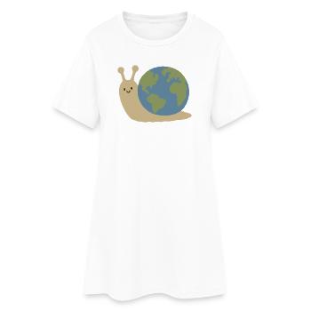 Mignon Kawaii Earth Snail Minimalist Planet Vector - Robe T-shirt Femme - blanc - Devant