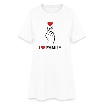 I Love My Family Korean Heart T-Shirt - Women’s T-Shirt Dress - white - Front