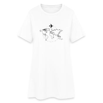 T-shirt Travel World Map Airplane - Women’s T-Shirt Dress - white - Front