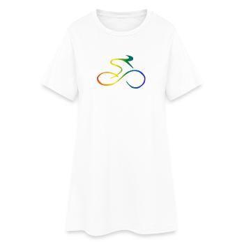 Rennrad Regenbogen - Frauen T-Shirt-Kleid - Weiß - Vorne