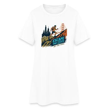 Trailrunning – Entfliehe der Stadt. Los geht's - Frauen T-Shirt-Kleid - Weiß - Vorne