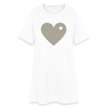 Greige Herz mit Miniherz | Minimal Design - Frauen T-Shirt-Kleid - Weiß - Vorne