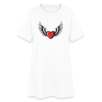 Flügel Herz - Herz Flügel Liebe Engel Erinnerung - Frauen T-Shirt-Kleid - Weiß - Vorne