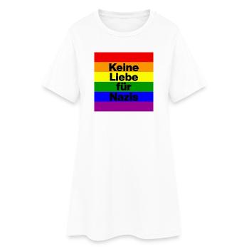 KEINE LIEBE FÜR NAZIS, NIE WIEDER, NO NZS, FCK AFD - Frauen T-Shirt-Kleid - Weiß - Vorne