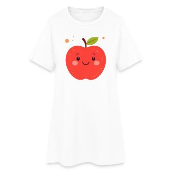 Cuddly Apple Cartoon - Women’s T-Shirt Dress - white - Front