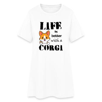 Life_is_better_with_corgi - Frauen T-Shirt-Kleid - Weiß - Vorne