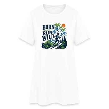 Trailrunning – Geboren, um wild zu laufen - Frauen T-Shirt-Kleid - Weiß - Vorne