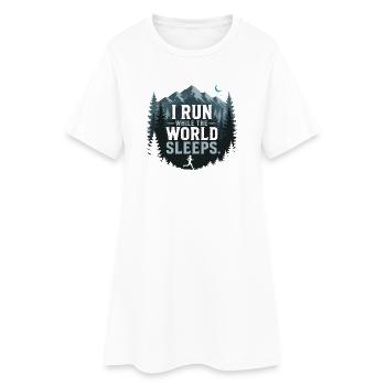 Trailrunning – Ich laufe, während die Welt schläft - Frauen T-Shirt-Kleid - Weiß - Vorne