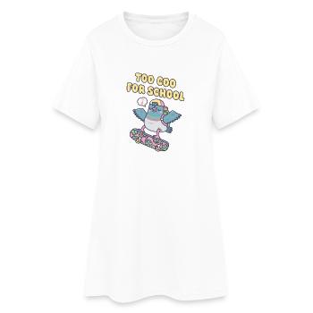 Skateboardende Taube auch lustig, gurrt für Schulwortspiel - Frauen T-Shirt-Kleid - Weiß - Vorne