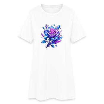 Bleu Rose Couronne - Robe T-shirt Femme - blanc - Devant