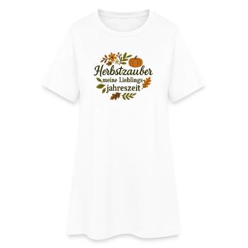 Herbstzauber – Meine Lieblingsjahreszeit - Frauen T-Shirt-Kleid - Weiß - Vorne