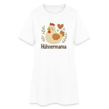 Hühnermama Fröhliche Henne - Frauen T-Shirt-Kleid - Weiß - Vorne