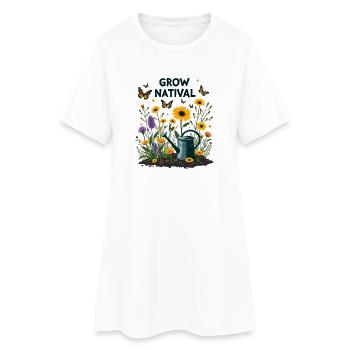 Native Plants Grow Natival Garten - Frauen T-Shirt-Kleid - Weiß - Vorne